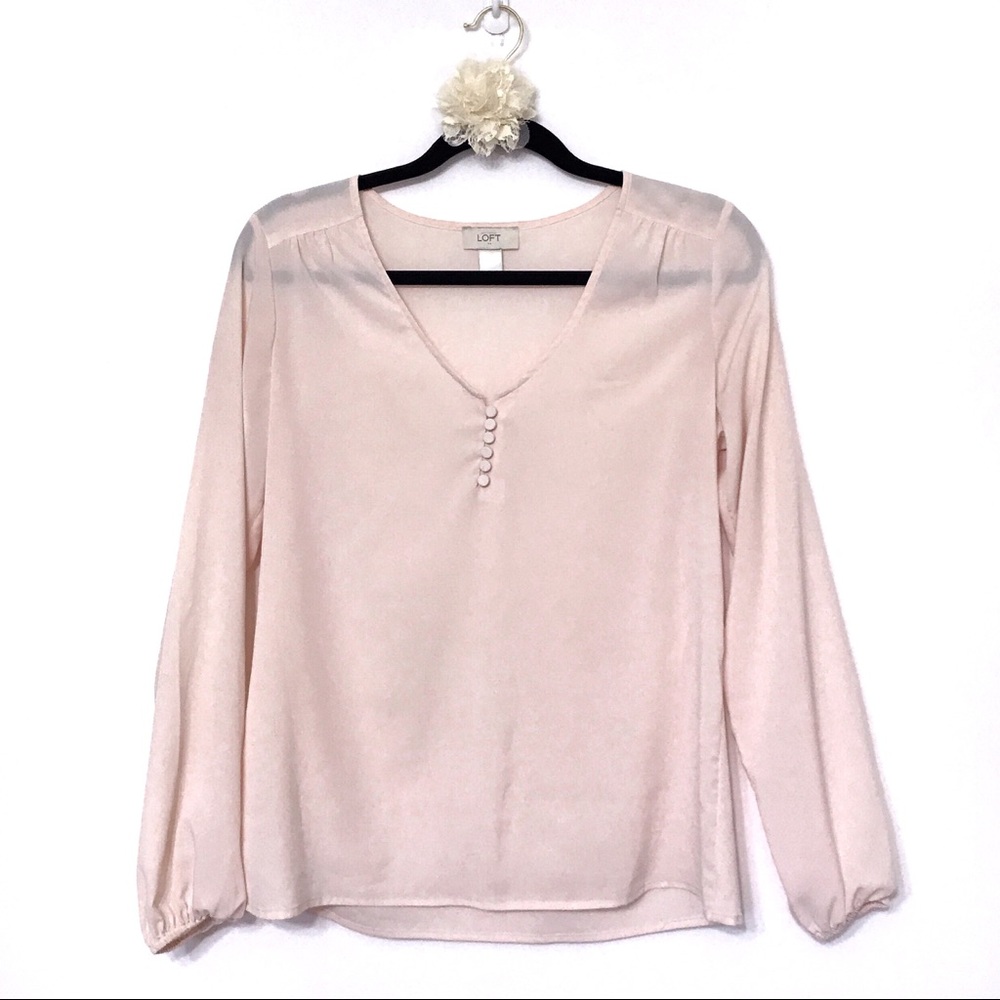 Ann Taylor LOFT-Blush Pink Blouse-EUC-Sz XS